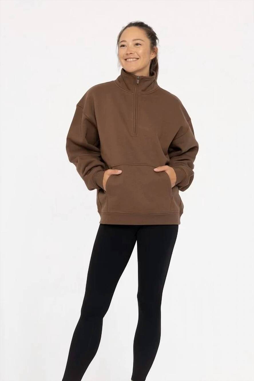 NEW MONO B mock neck pullover sweater in dark chocolate